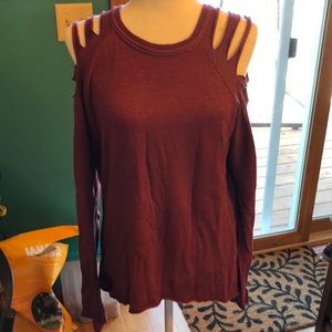 Elan burgundy distressed sweatshirt